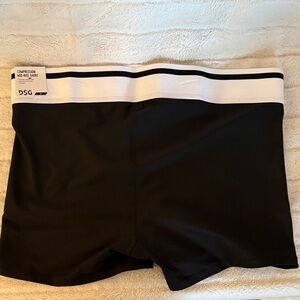 DSG Women's Black Athletic Shorts with White Waistband mid-rise 3” inseam NWT XL